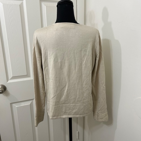 Architect Cream Vintage Pullover Sweater With Beading and Embroidery Size Large - Picture 3 of 6